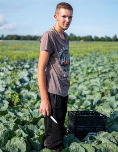 homme travaillant dans un champ de végétaux